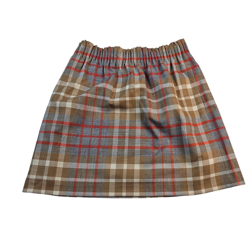J. Crew Plaid Wool Blend Sidewalk Mini pull on Skirt 2 w/ pockets school girl